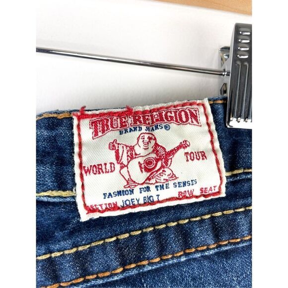 True Religion Y2K Joey Big T Rainbow 🌈 30 Embroidered Pocket Boot Cut Jeans m C - Picture 8 of 11